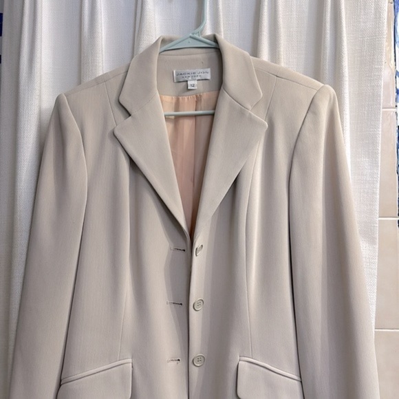 Women’s Jackie Jon New York Cream Colored Polyester Blend Jacket Blazer Size 12 - Picture 2 of 10